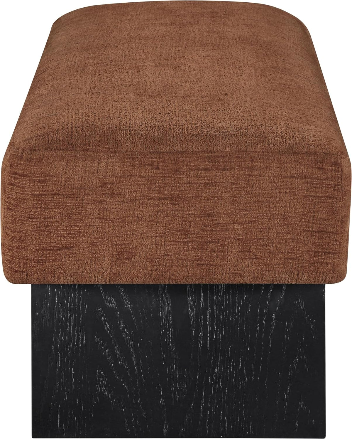 Meridian Furniture 22058Cognac Alora Collection Art Deco Bench with Soft Cognac Polyester Fabric, Black Finish Solid Wood Frame, 60.5' W x 18' D x 18' H, Cognac