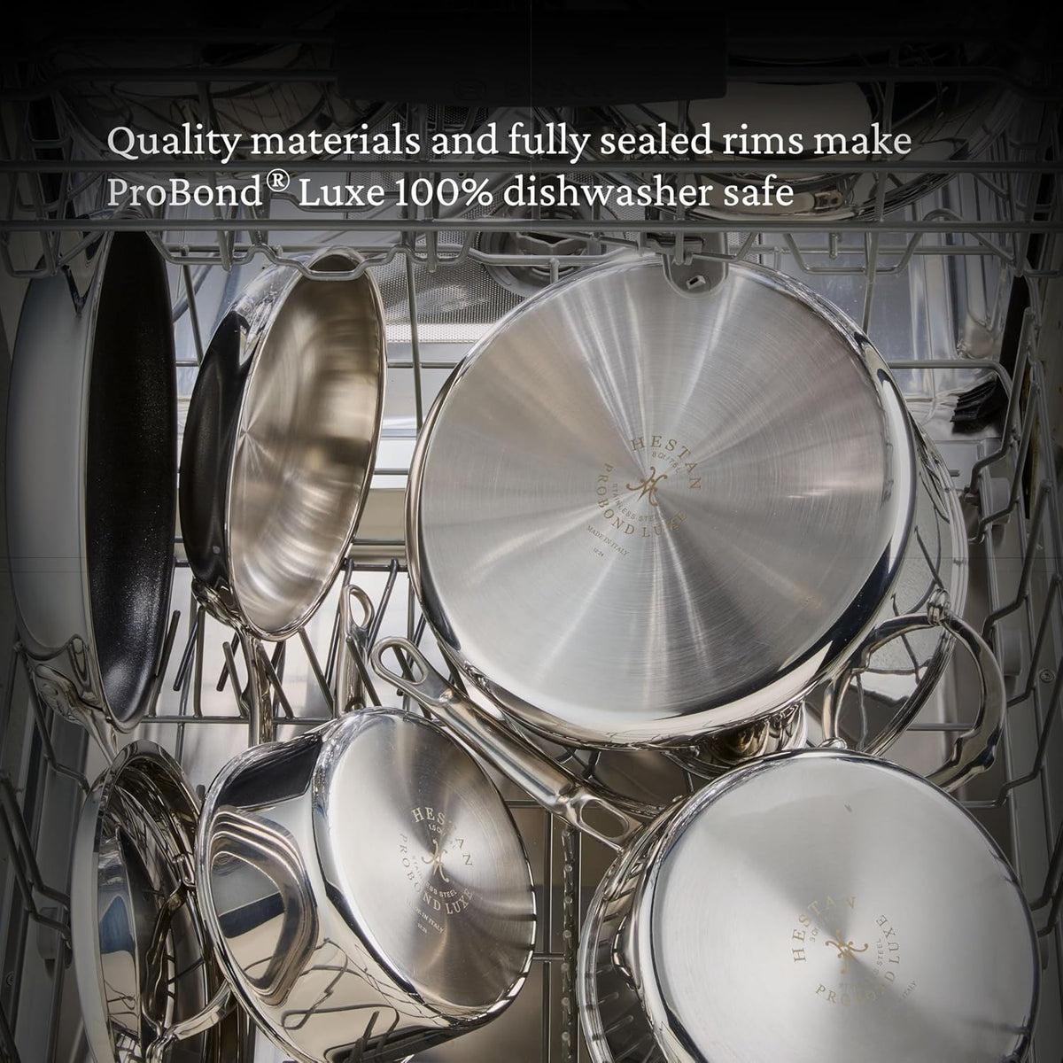 Hestan ProBond Luxe 4-Quart Saucepan with Lid, Professional Clad Stainless Steel, ProCore Tri-Ply Clad Construction, Polished Exterior, Induction & Oven Safe