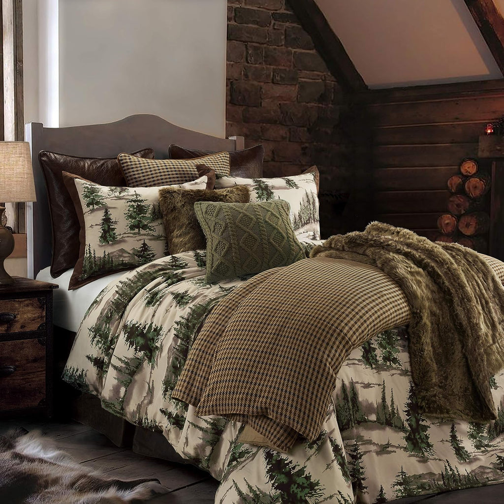 Paseo Road Cabin Bedding Joshua 3 Piece Lodge Comforter Set with Pillow Shams, Full Forest Woods Bedding, Pine Trees Comforter Set, Woodland Nature Western Rustic Bed Set