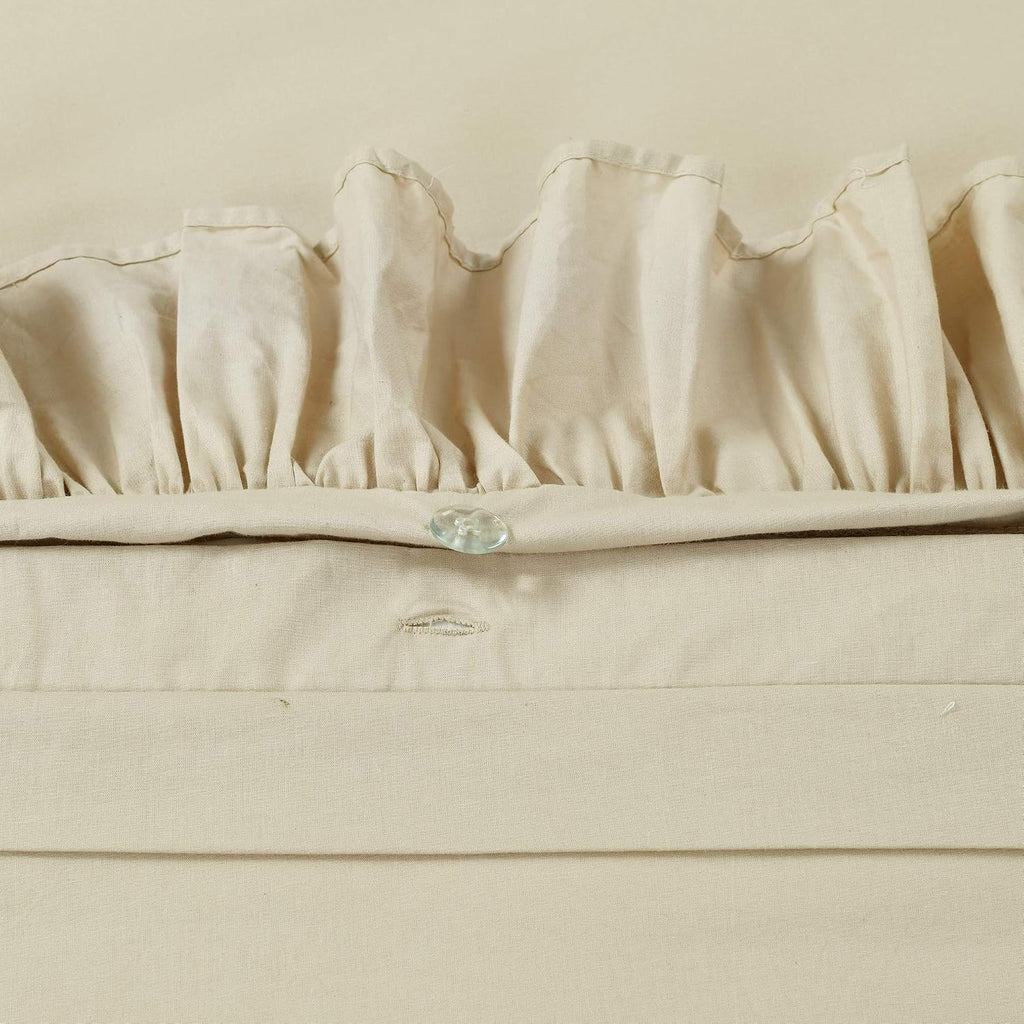 Lush Decor Reyna Ruffle Cotton Duvet Cover Set 3 Piece Set Full/ Queen, Wheat - Queen Size Bedding Set - Beige Duvet Queen- Ruffled Bedding - Coquette Decor