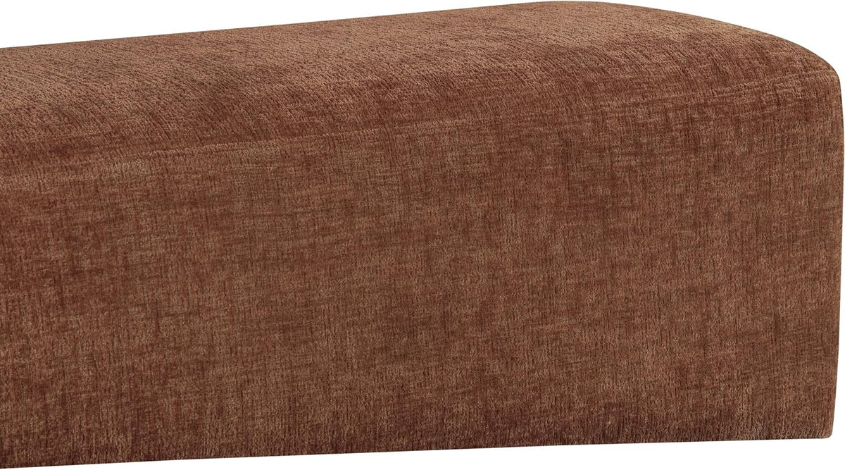 Meridian Furniture 22057Cognac Alora Collection Art Deco Bench with Soft Cognac Polyester Fabric, Natural Finish Solid Wood Frame, 60.5' W x 18' D x 18' H, Cognac
