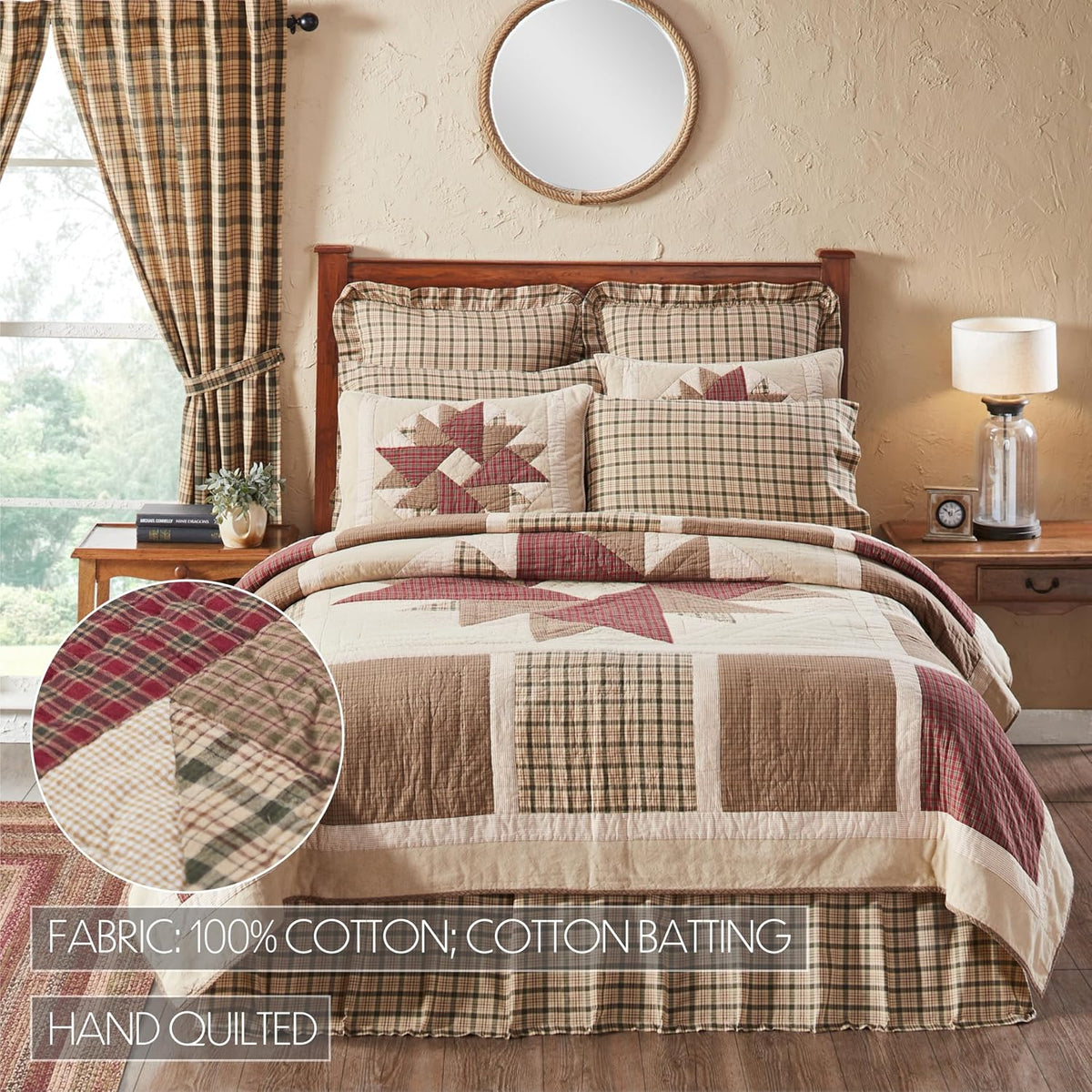 VHC Brands Cider Mill 3 Piece Quilt Set (1 Queen Quilt, 2 Standard Shams)