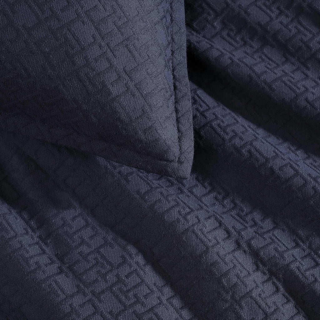 Tommy Hilfiger - Comforter Set, Luxuriously Soft Cotton Matelassé Bedding with Matching Shams, Textured Design (Monogram Navy, King)