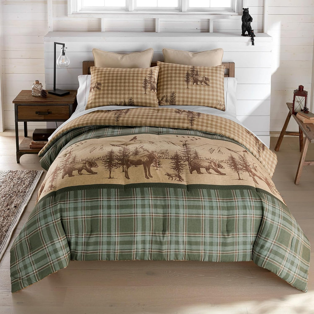 Donna Sharp Spruce Trail-King Comforter Set, Measures 104 x 96, Includes 1 Comforter and 2 King Shams, Machine Washable