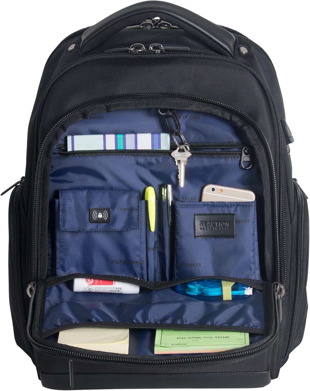 Kenneth Cole Reaction ProTec Travel Business Backpack 17' Laptop Computer TSA Checkpoint-Friendly Bookbag With USB Port, Black