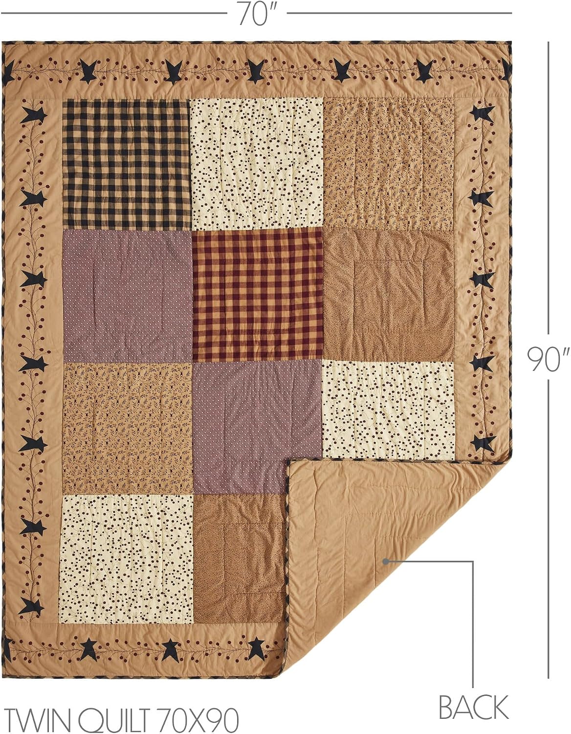 VHC Brands Pip Vinestar 3 Piece Quilt Set (1 Twin Quilt, 2 Standard Shams)