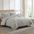 Beatrice Home Fashions Medallion Tufted Chenille Comforter 3-Piece Set, Cotton, All Season Cozy Bedding, Queen, Gray