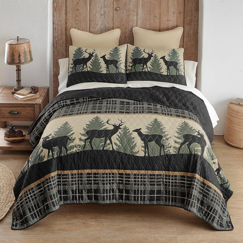 Donna Sharp Deer Walk-Twin Quilt Set, Measures 68 x 90, Includes 1 Quilt and 1 Standard Sham, Machine Washable