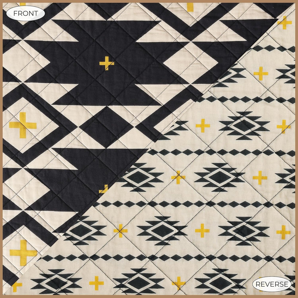 Paseo Road High Desert Twin Quilt Set, 2 Piece Rustic Western Bedding Set with Pillow Shams, Lightweight Reversible Cotton Quilt with Southwestern Aztec Pattern, Soft Breathable Cozy Boho Bedding