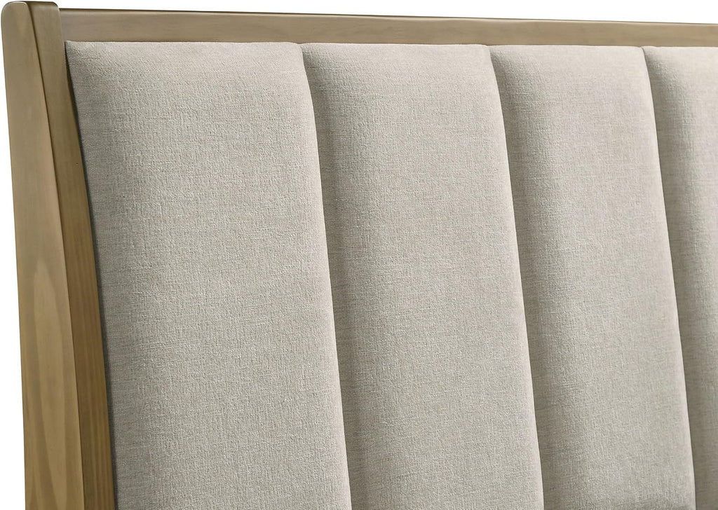 Coaster Home Furnishings Granada Transitional 4-Piece Bedroom Set Fabric Upholstered Eastern King Size Panel Bed Frame 53-inch Headboard Natural Pine 224921KE-S4