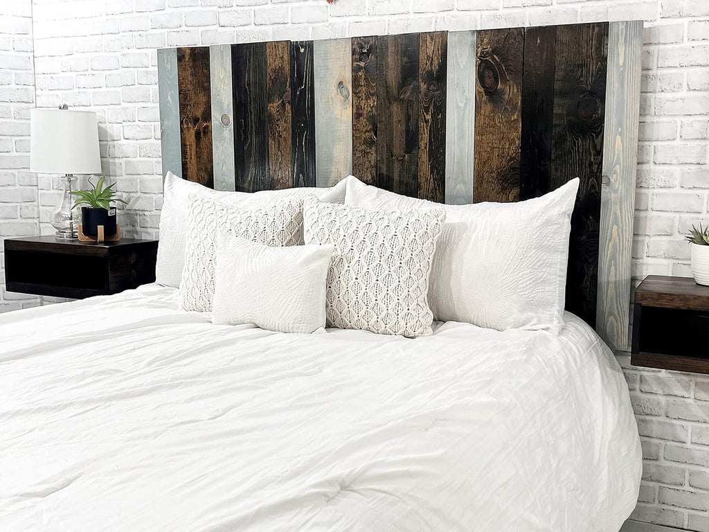 Barn Walls All Terrain Mix Design, Multicolored, Solid Wood Headboard, Floating Panels, Wall Mount, Adjustable Height, Easy Installation, Twin Size