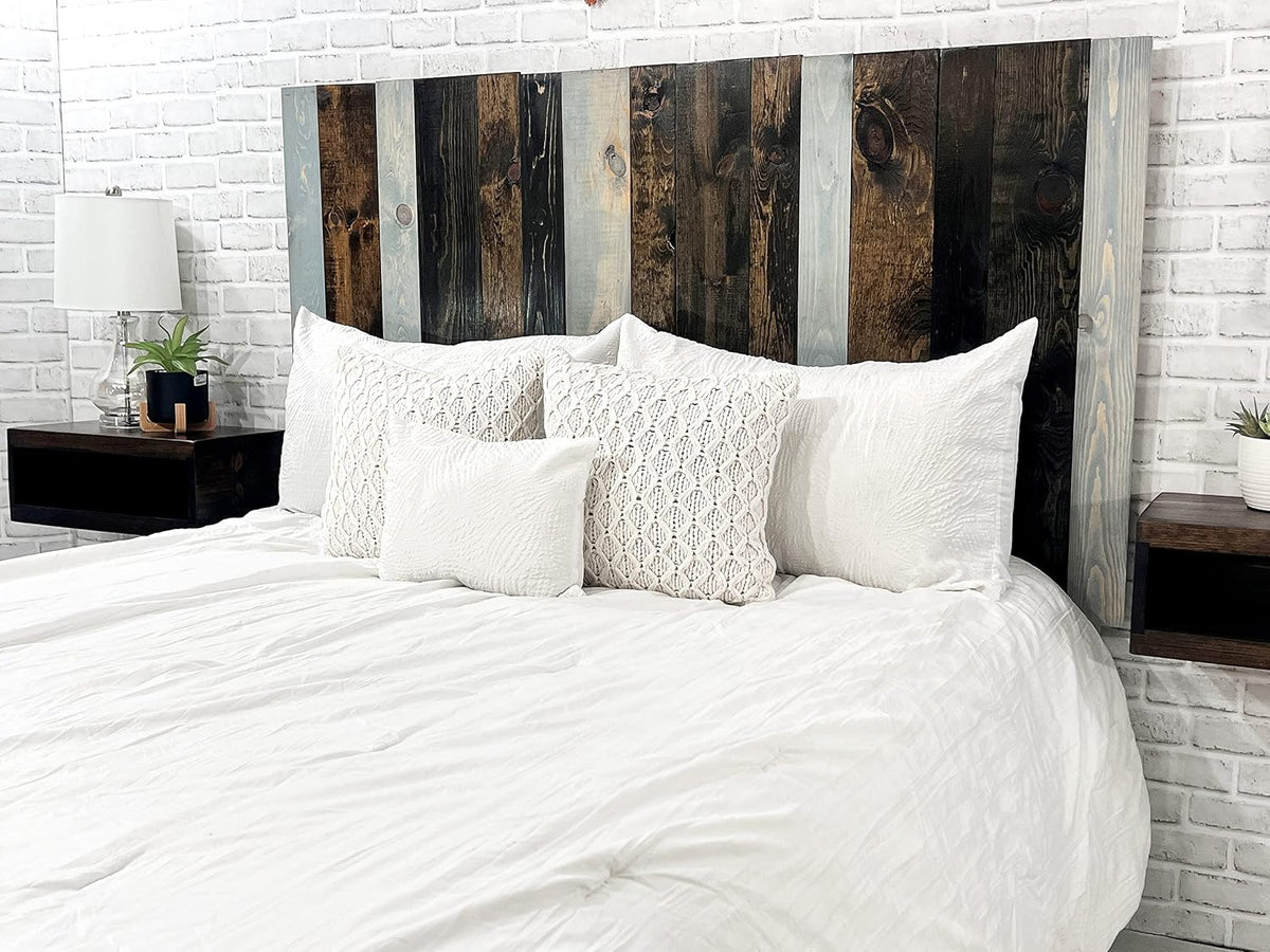 Barn Walls All Terrain Mix Design, Multicolored, Solid Wood Headboard, Floating Panels, Wall Mount, Adjustable Height, Easy Installation, California King Size
