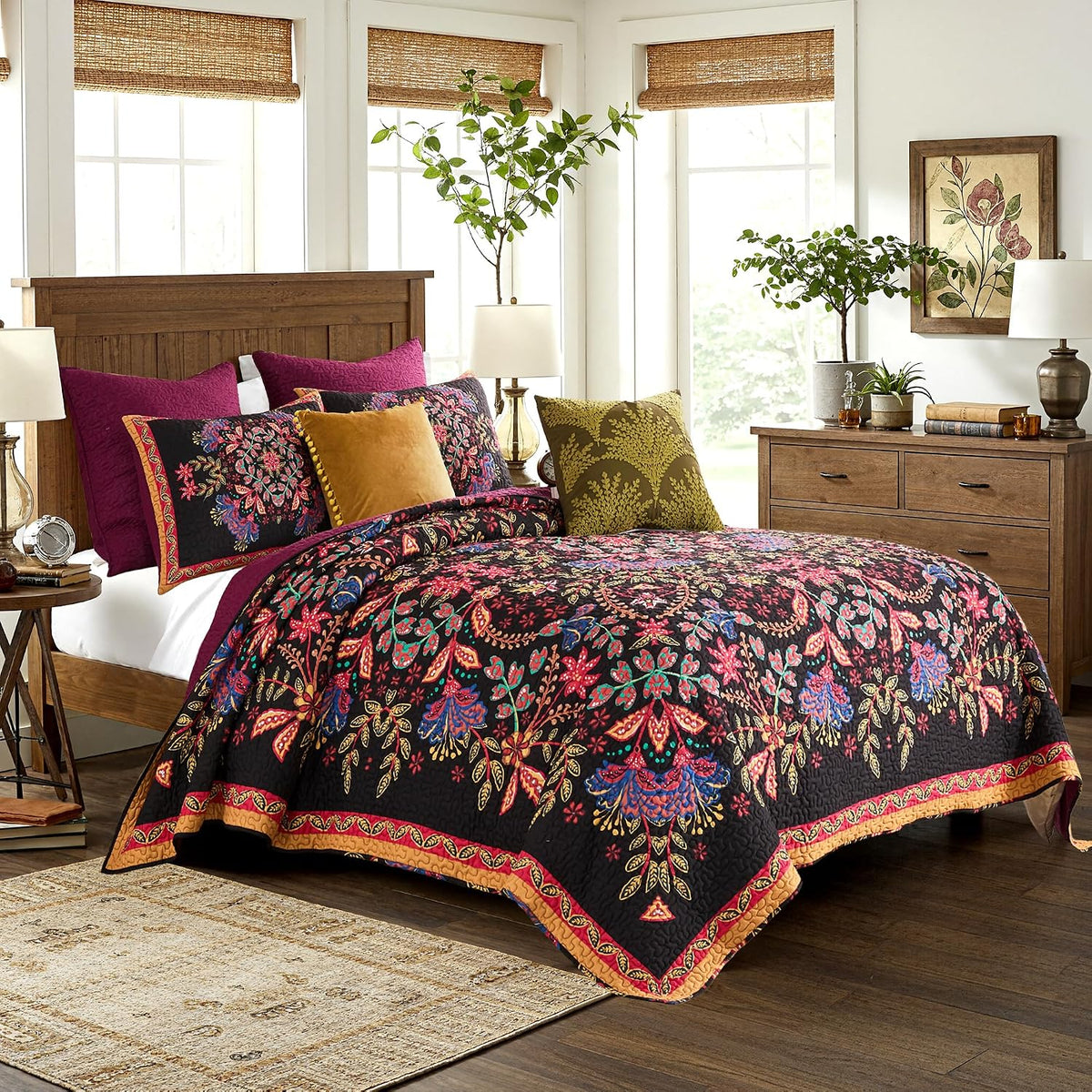 Greenland Home Fashions Jessa Vintage Boho Collection Quilt Set, 3-Piece King/Cal King