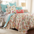 Levtex Home - Sophia Quilt Set - King/Cal King Quilt 106x92in. + Two King Pillow Shams 36x20in. - Floral - Orange, Yellow, Red, Green, Teal, and White - Reversible - Cotton Fabric