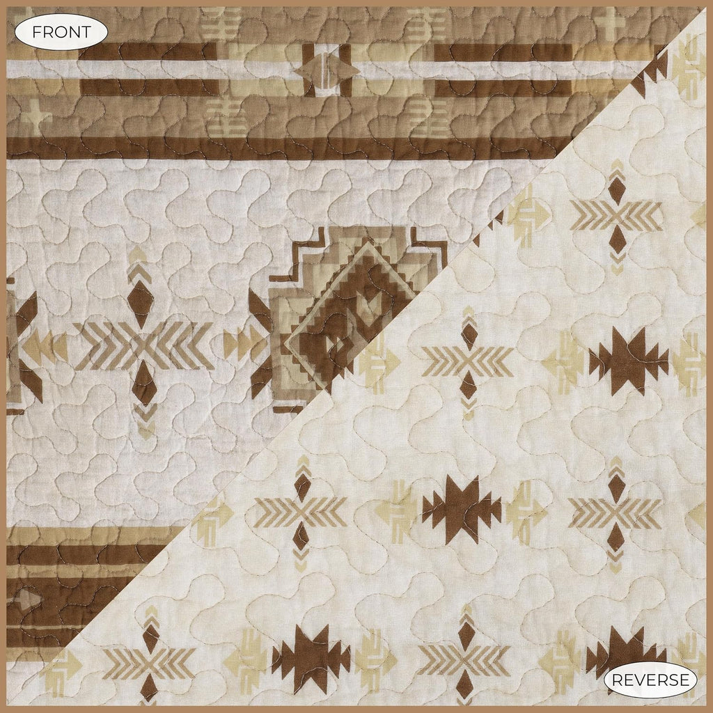 Paseo Road Dakota Queen Quilt Set, 3 Piece Rustic Western Bedding Set with Pillow Sham, Lightweight Reversible Cotton Quilt with Southwestern Aztec Pattern, Soft Breathable Cozy Boho Bedding