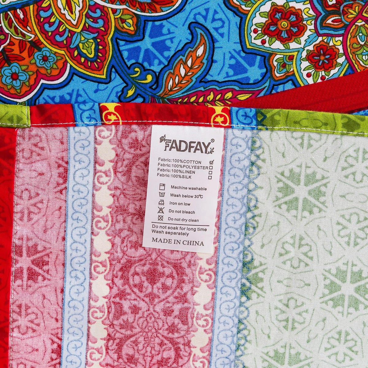 FADFAY Ethnic Boho Duvet Cover Set King/California King 100% Brushed Cotton Soft Bohemian Bedding Paisley Exotic Colorful Printed Bedding Reversible Zipper Bed Comforter Cover + 2 Pillowshams, 3Pcs