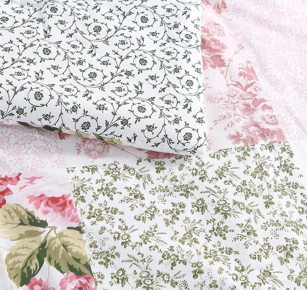 Laura Ashley - Queen Comforter Set, Reversible Cotton Bedding, Includes Matching Shams with Bonus Euro Shams & Throw Pillows (Ailyn Pink, Queen)