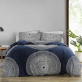Marimekko - Comforter Set, Smooth Cotton Percale Bedding with Matching Shams, Medium Weight Home Decor (Fokus Navy, Queen)