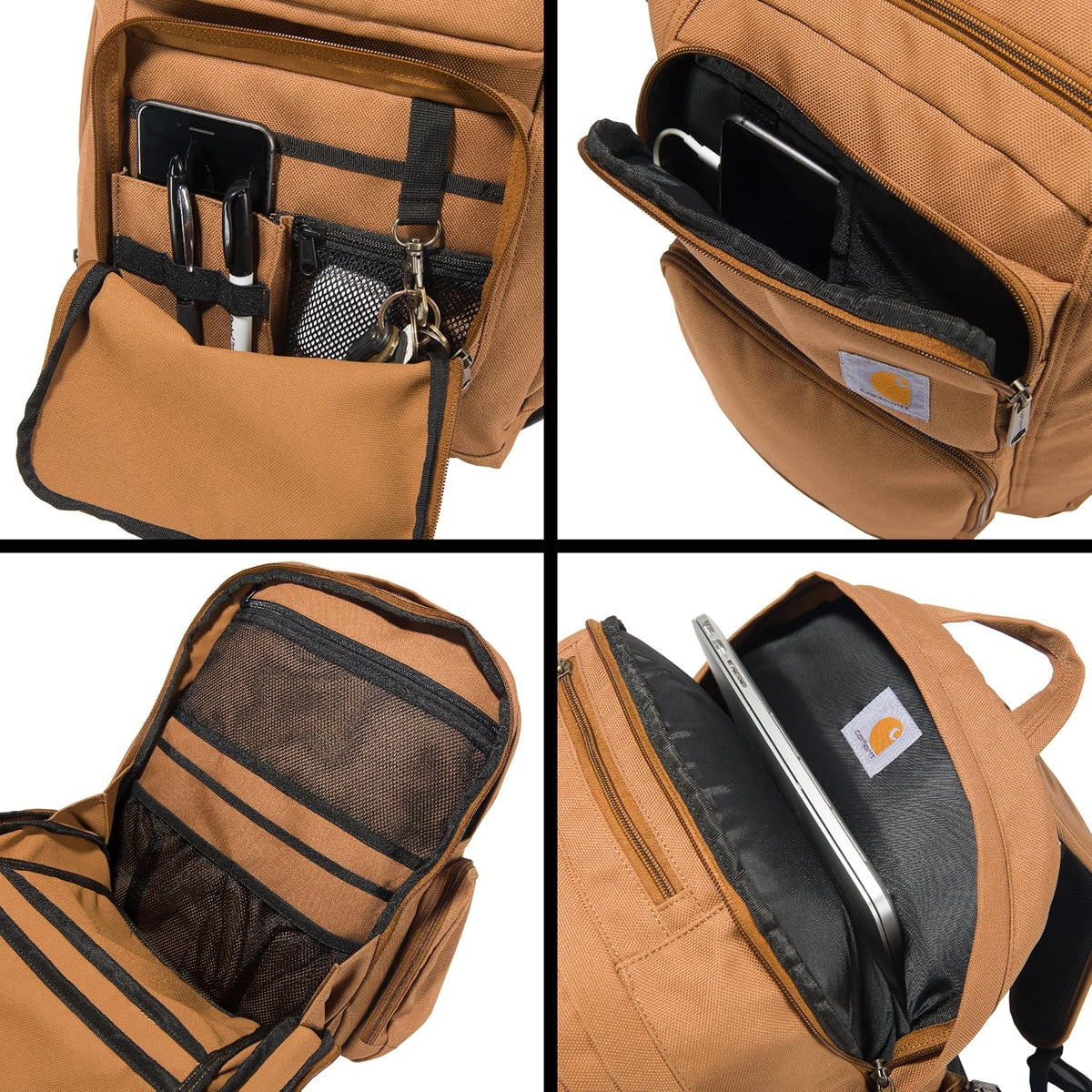 Carhartt 35L Triple-Compartment Backpack, Durable Pack with Laptop Sleeve and Duravax Abrasion Resistant Base, Black