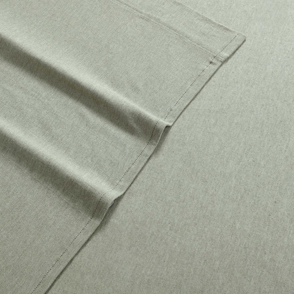 Calvin Klein - Queen Size Sheets Set, Naturally Soft Cotton-Blend Melange Jersey Bedding - Bed Sheets with Matching Pillowcases & Fitted Sheet (Modern Cotton Green)