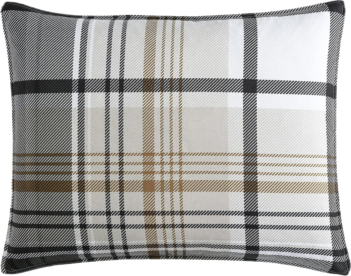 Eddie Bauer - King Comforter Set, Plaid Reversible Bedding, Stylish & Warm Home Decor (Normandy Grey, King)