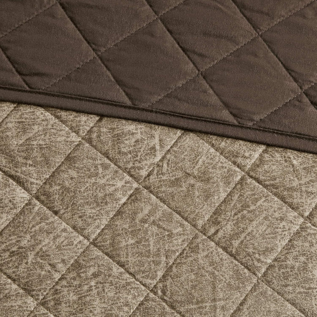 Madison Park Daybed Cover Set - Trendy Design, All Season Luxury Bedding with Bedskirt, Matching Shams, Decorative Pillow, Diamond Quilted Faux Suede Reversible Brown 75'x39' 6 Piece
