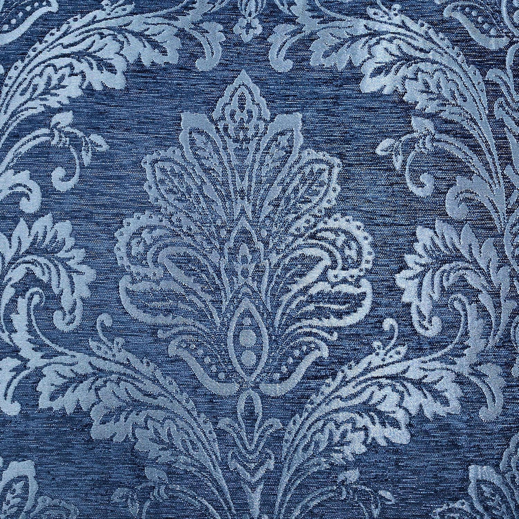 Touch of Class Camelot Luxury Bedding | Calming Navy Blue | Matte Satin Damask on Richly Textured Jacquard-Woven Chenille Design | 4 Piece Set Includes Cal King Comforter, Bedskirt, and 2 King Shams