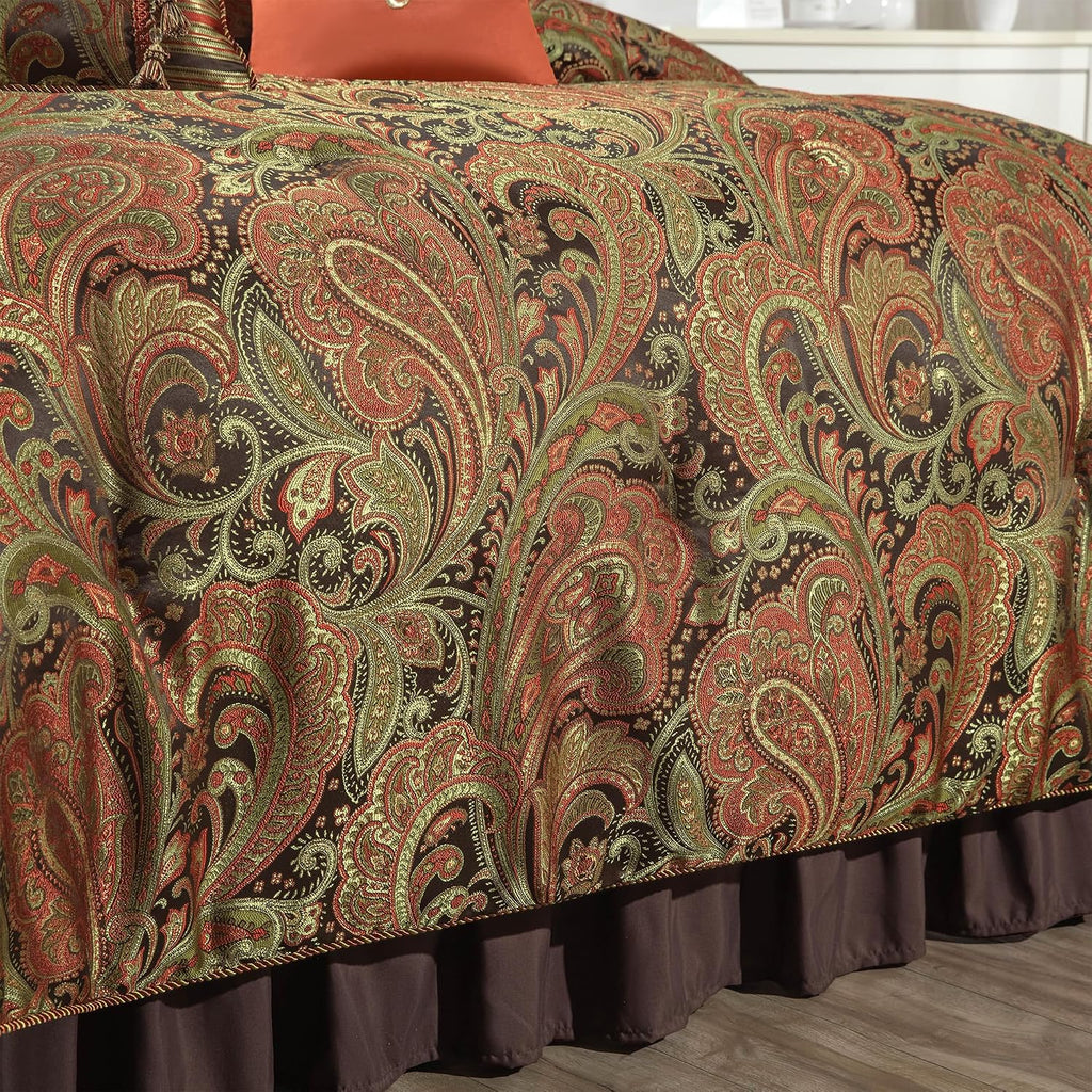 Loom and Mill 9-Piece Jacquard Comforter Sets Queen, Classic Paisley Design Bed in a Bag, Luxury Vintage Damask Bedding Set with Euro Shams, Bedskirt, Filled Decorative Pillow for Home(Queen)