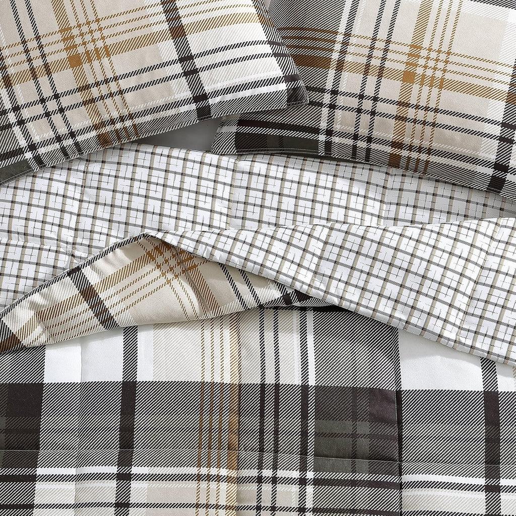 Eddie Bauer - King Comforter Set, Plaid Reversible Bedding, Stylish & Warm Home Decor (Normandy Grey, King)